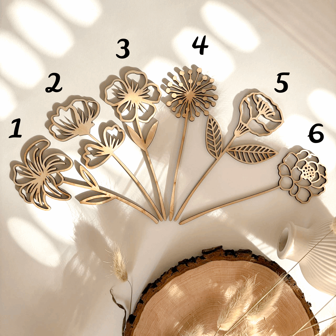 Holzblumen - Dauerhafte Blumen - 16 und 26mm