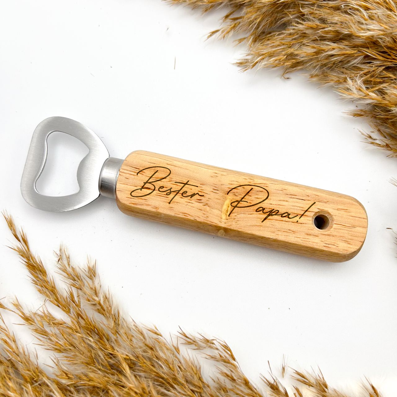 Personalisierter Flaschenöffner - Holz - Wunschtext - 13,5cm x 4cm x 2cm