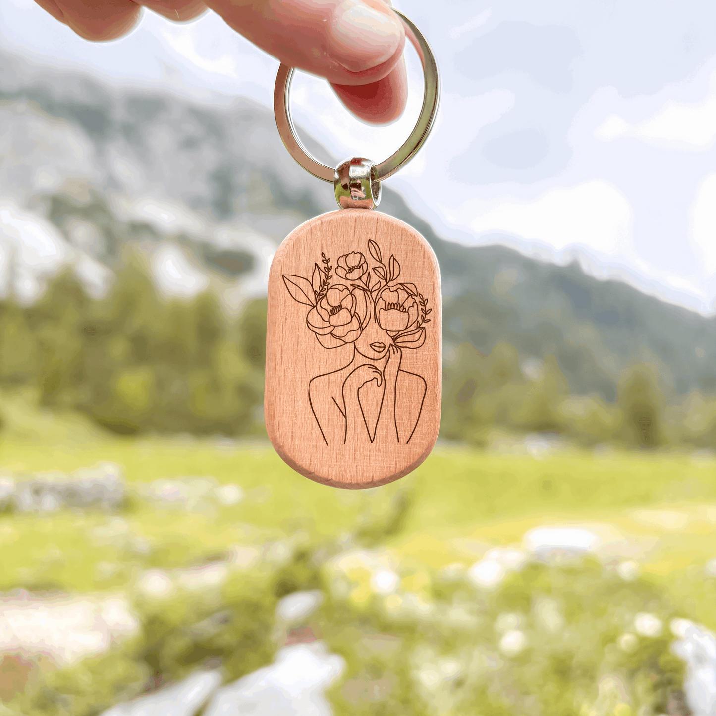 Personalisierter Schlüsselanhänger - Line-Art - Buchenholz - 4,5cm x 3,2cm (Kopie)
