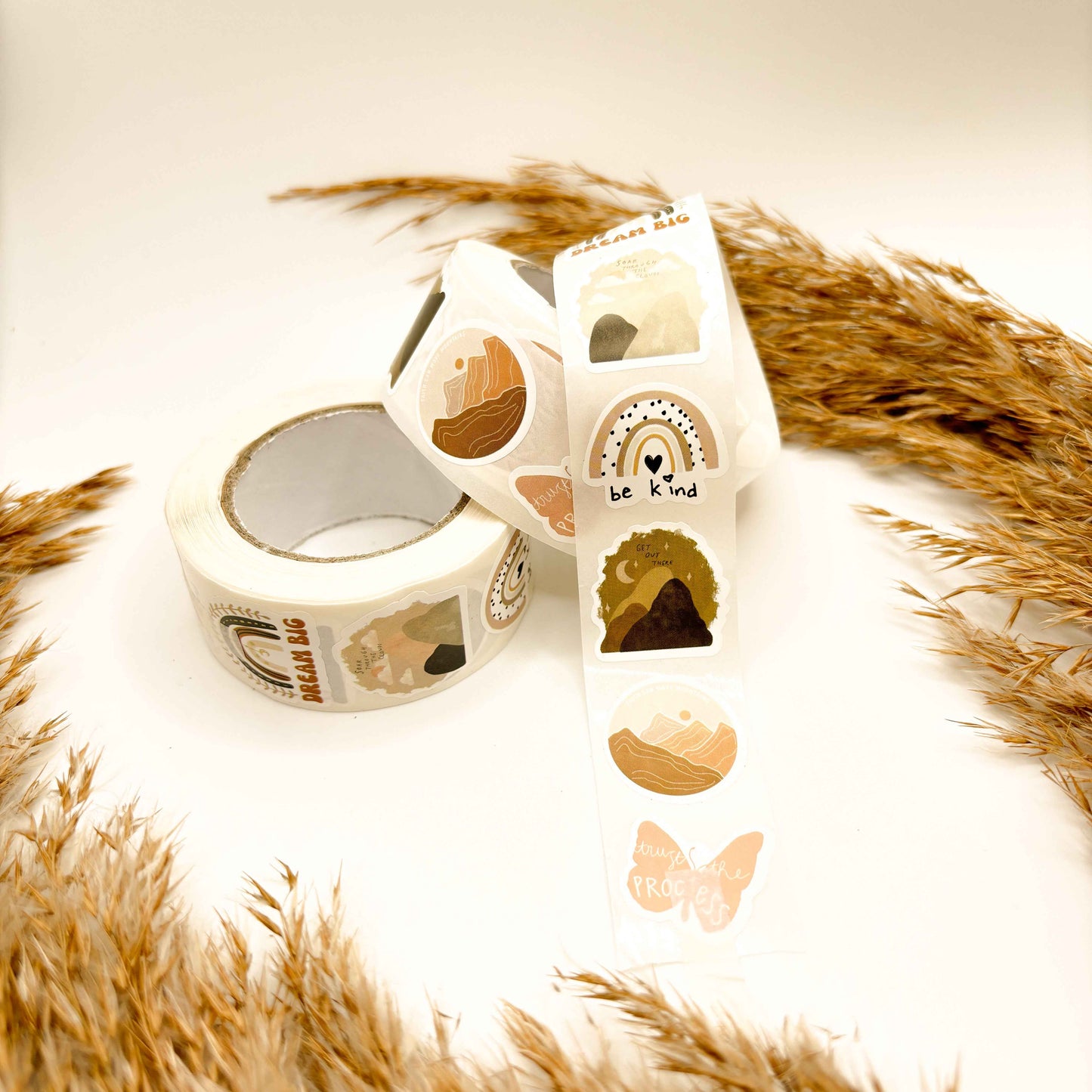 Aufkleber - Boho-Motivation - 2,5cm - 500 Stück auf Rolle