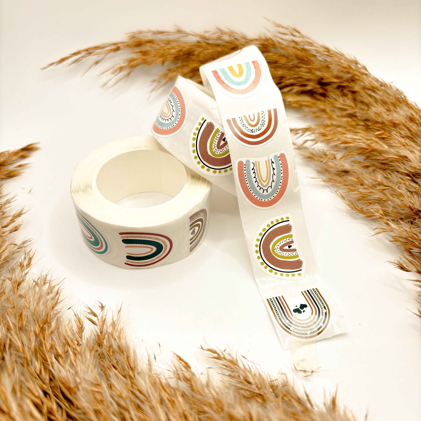 Aufkleber - Regenbögen - 2,5cm - 500 Stück auf Rolle