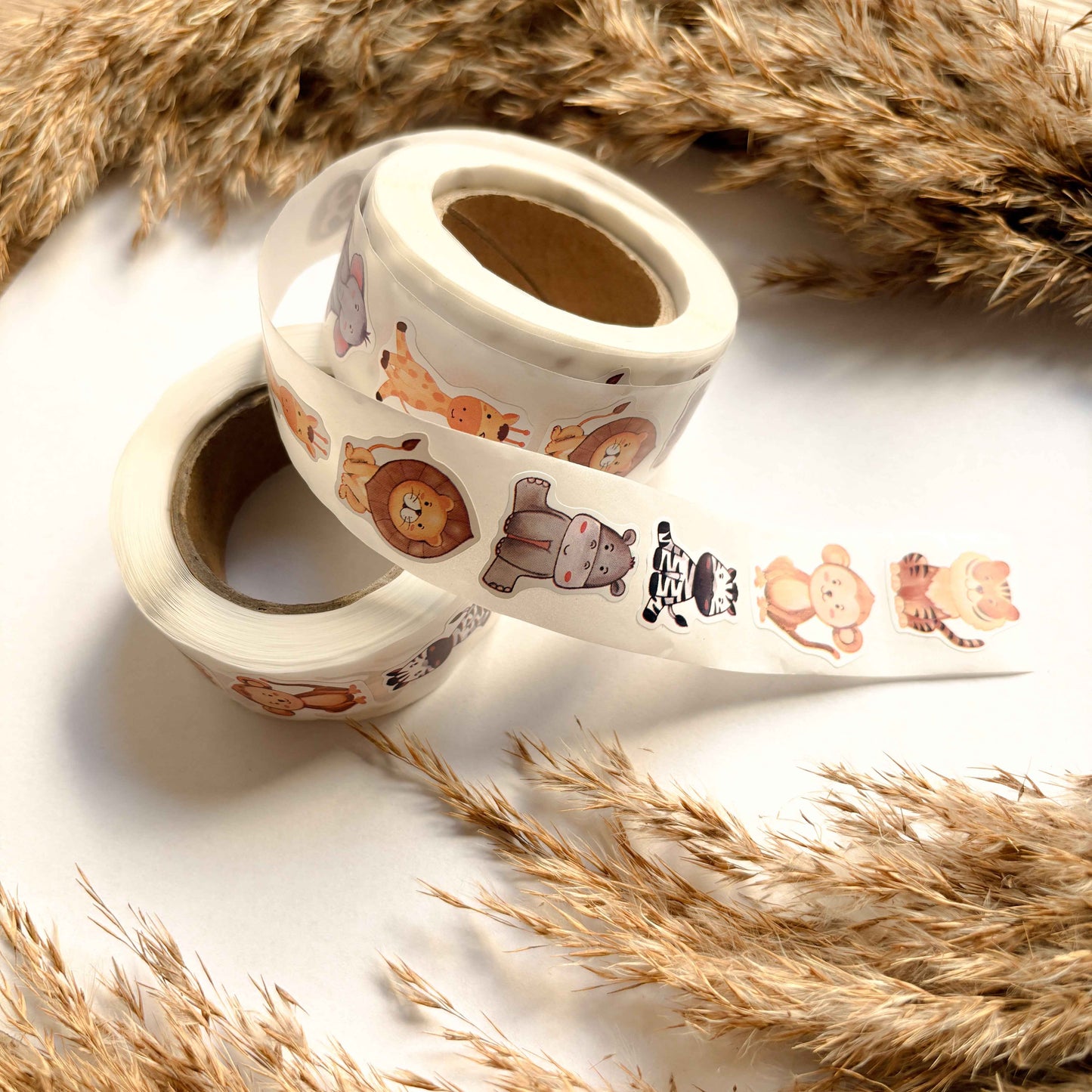 Aufkleber - Safari-Tiere - 2,5cm - 500 Stück auf Rolle