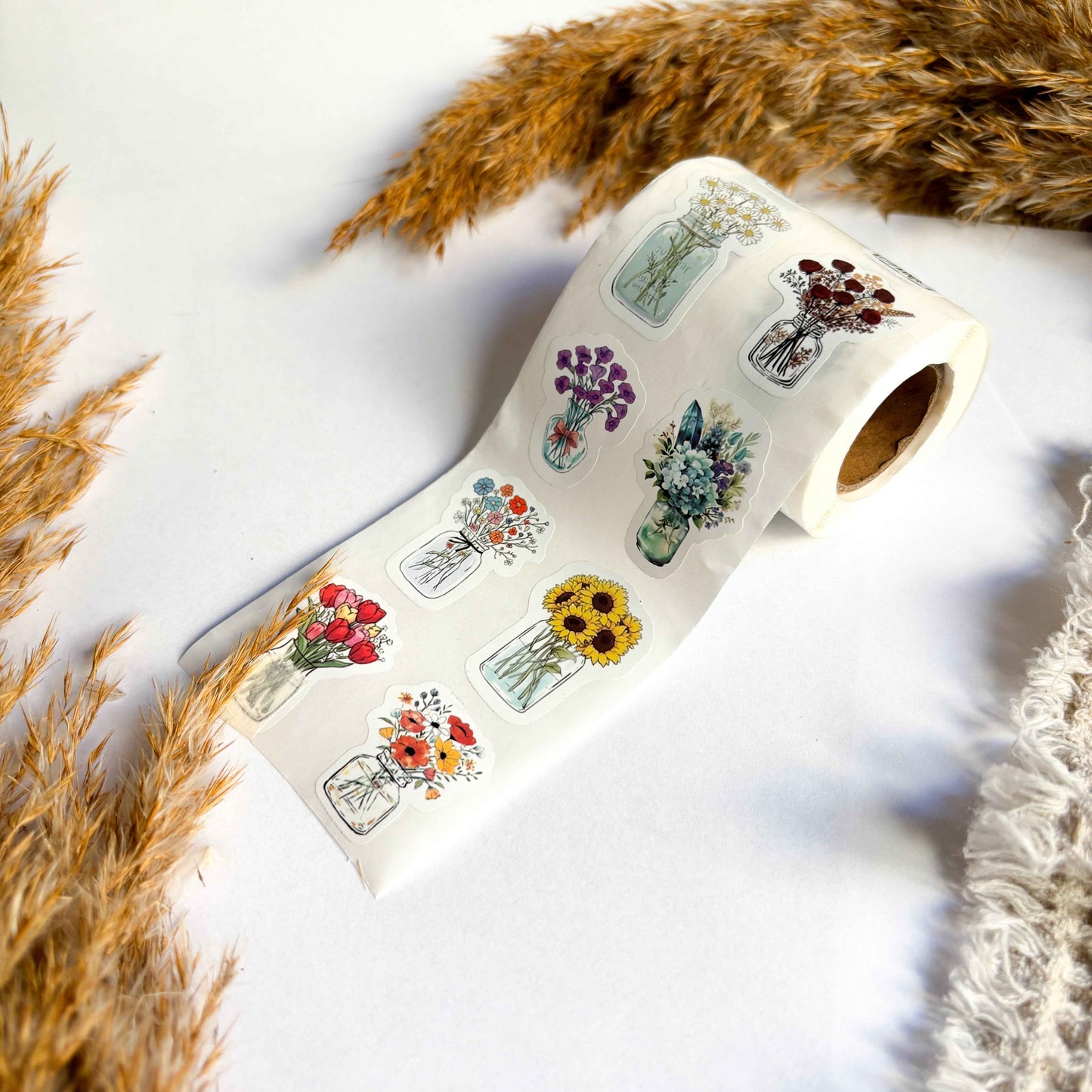 Aufkleber - Blumensträuße - 2,5cm - 500 Stück auf Rolle