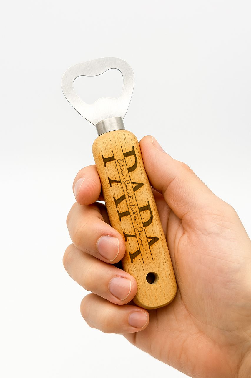 Personalisierter Flaschenöffner - Holz - PAPA - 13,5 x 4cm x 2cm