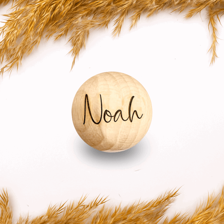 Personalisierte Holzperle - Buchenholz - Schriftart "Violante" - 12 bis 30mm
