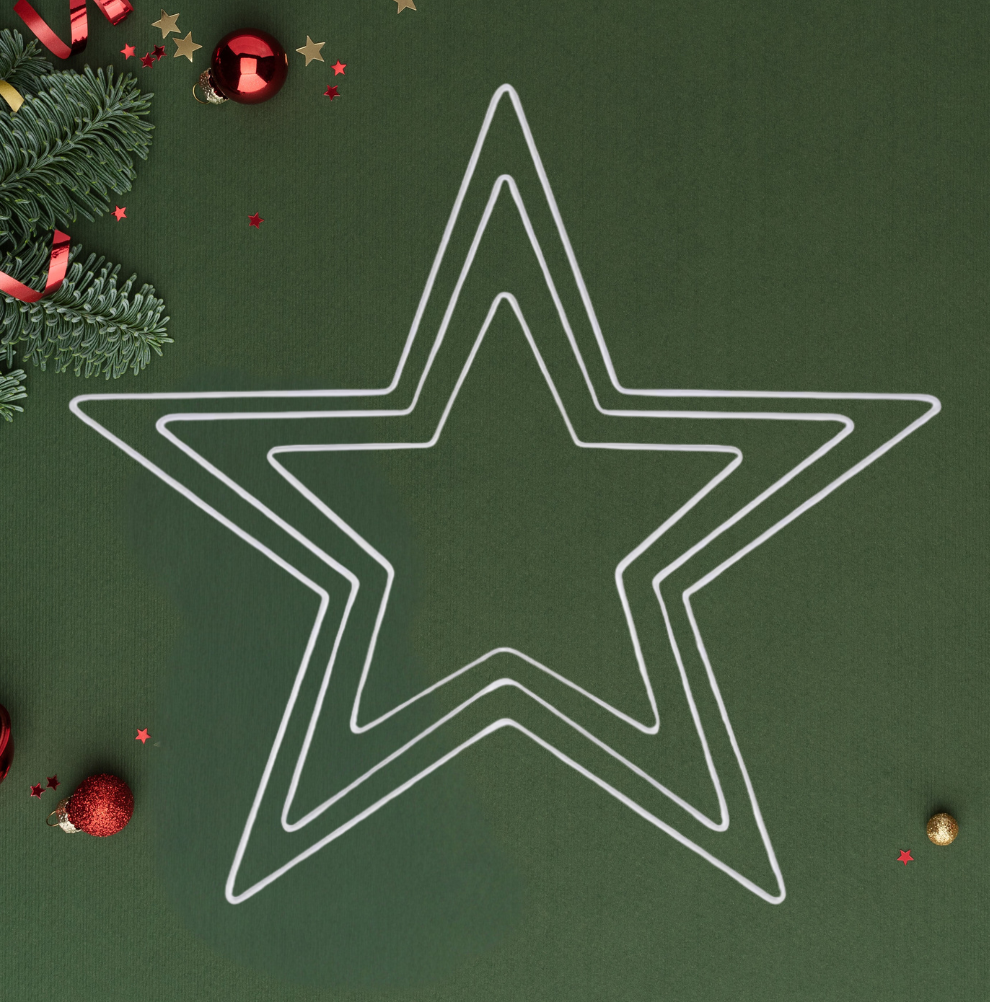 Metallringe in Sternenform - Set mit 3 Größen - 40, 30 und 20cm