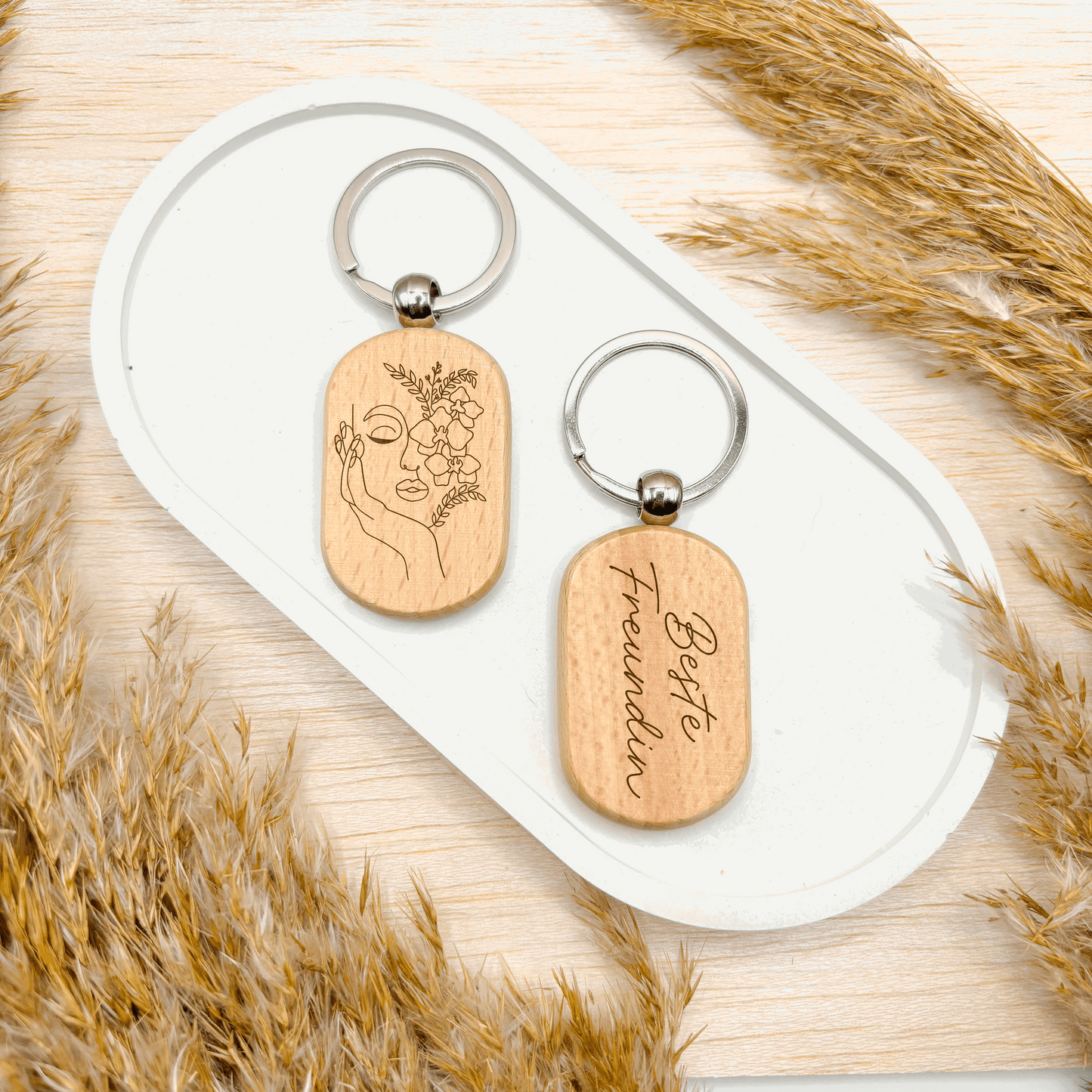 Personalisierter Schlüsselanhänger - Line-Art - Buchenholz - 4,5cm x 3,2cm (Kopie)
