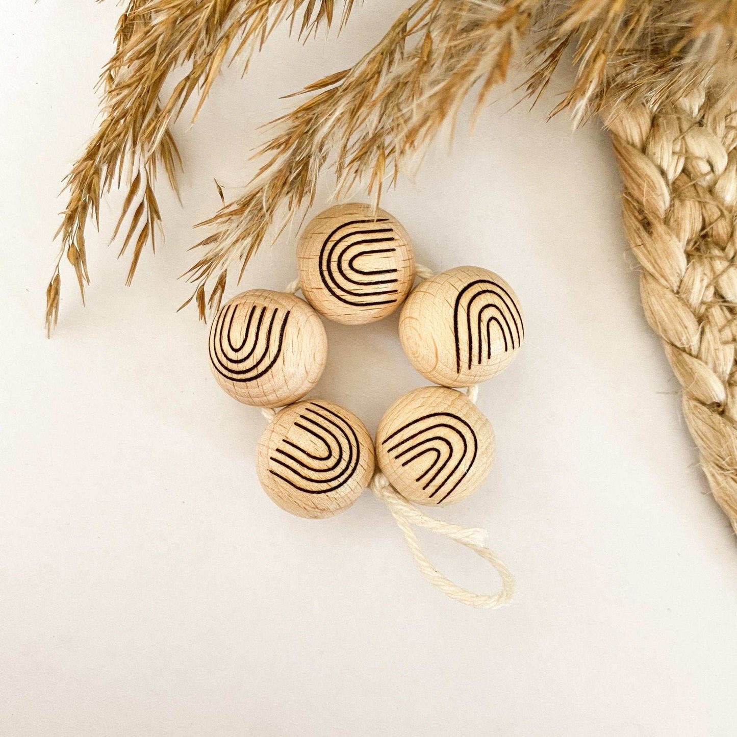 Holzperle mit Motiv - REGENBOGEN - Buchenholz – 12-30mm