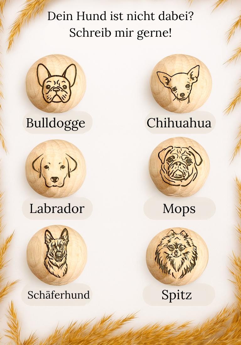 Holzperle mit Motiv - HUND - Buchenholz - 12-30mm