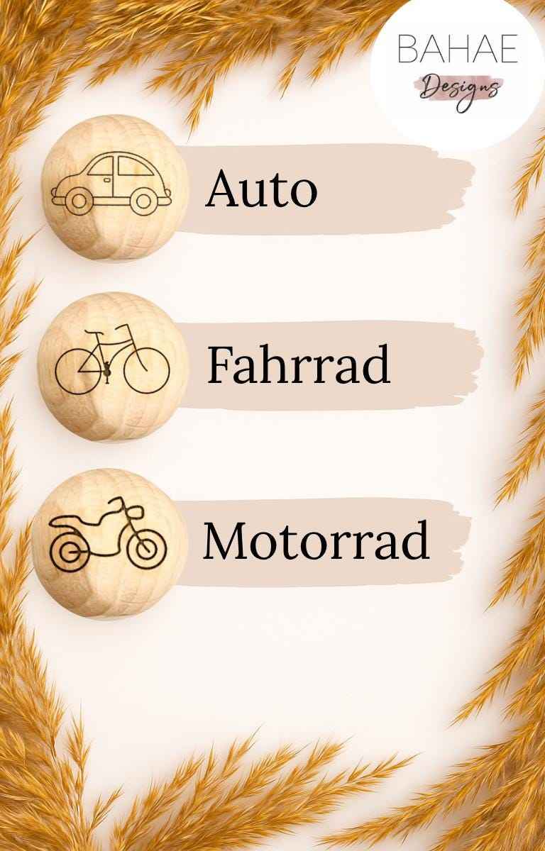 Holzperle mit Motiv - FAHRZEUGE - Buchenholz - 12-30mm