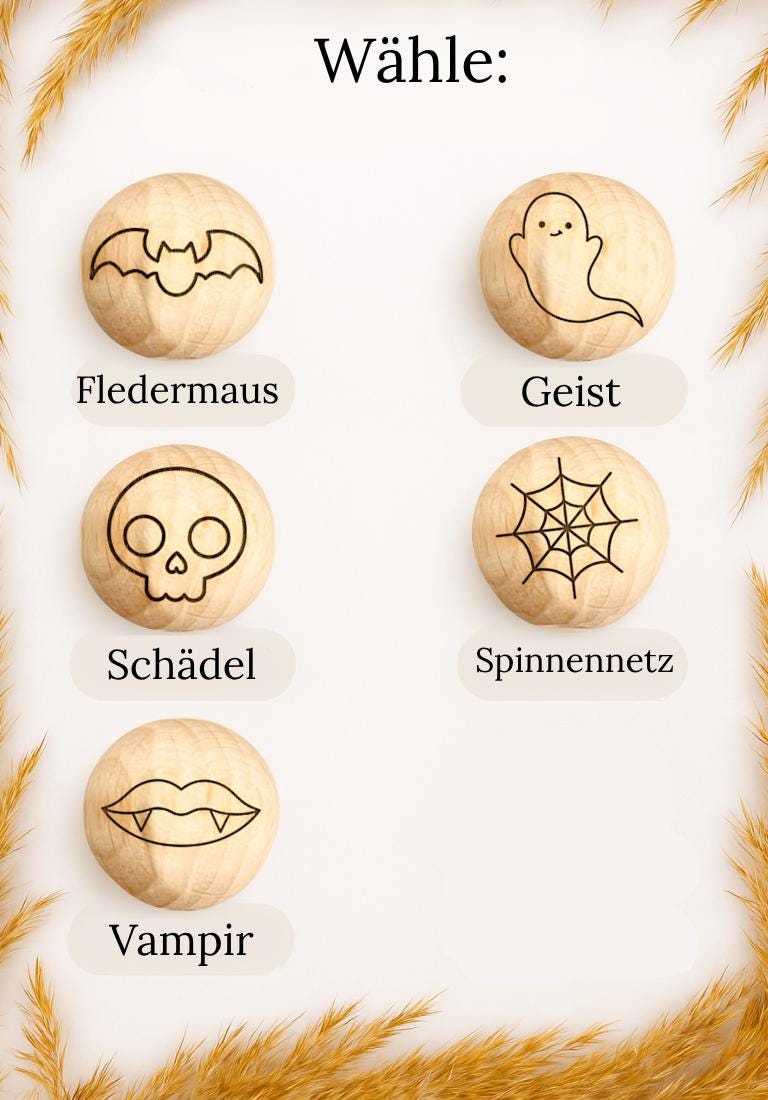 Holzperle mit Motiv - HALLOWEEN - Buchenholz – 12-30mm