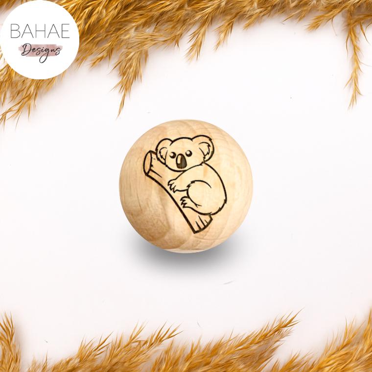 Holzperle mit Motiv - KOALA - Buchenholz - 12-30mm