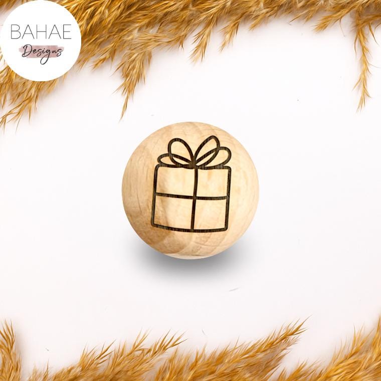 Holzperle mit Motiv - GESCHENK - Buchenholz – 12-30mm