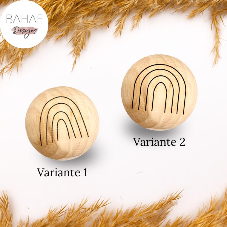 Holzperle mit Motiv - REGENBOGEN - Buchenholz – 12-30mm