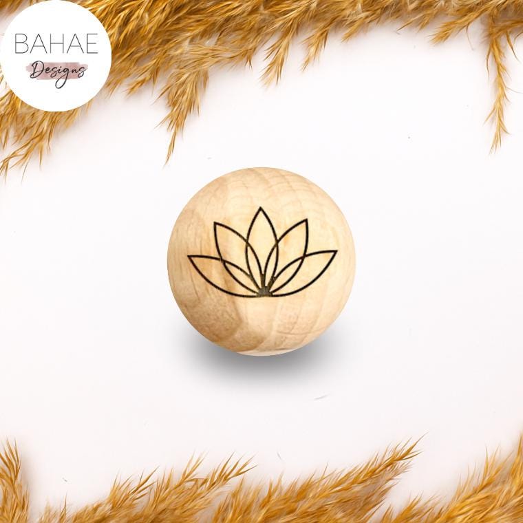 Holzperle mit Motiv - LOTUS - Buchenholz – 12-30mm