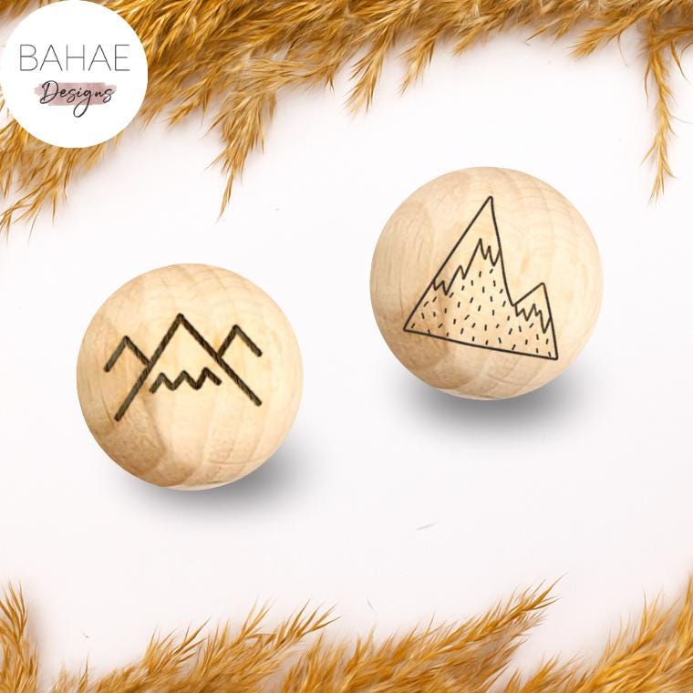 Holzperle mit Motiv - BERGE - Buchenholz – 12-30mm