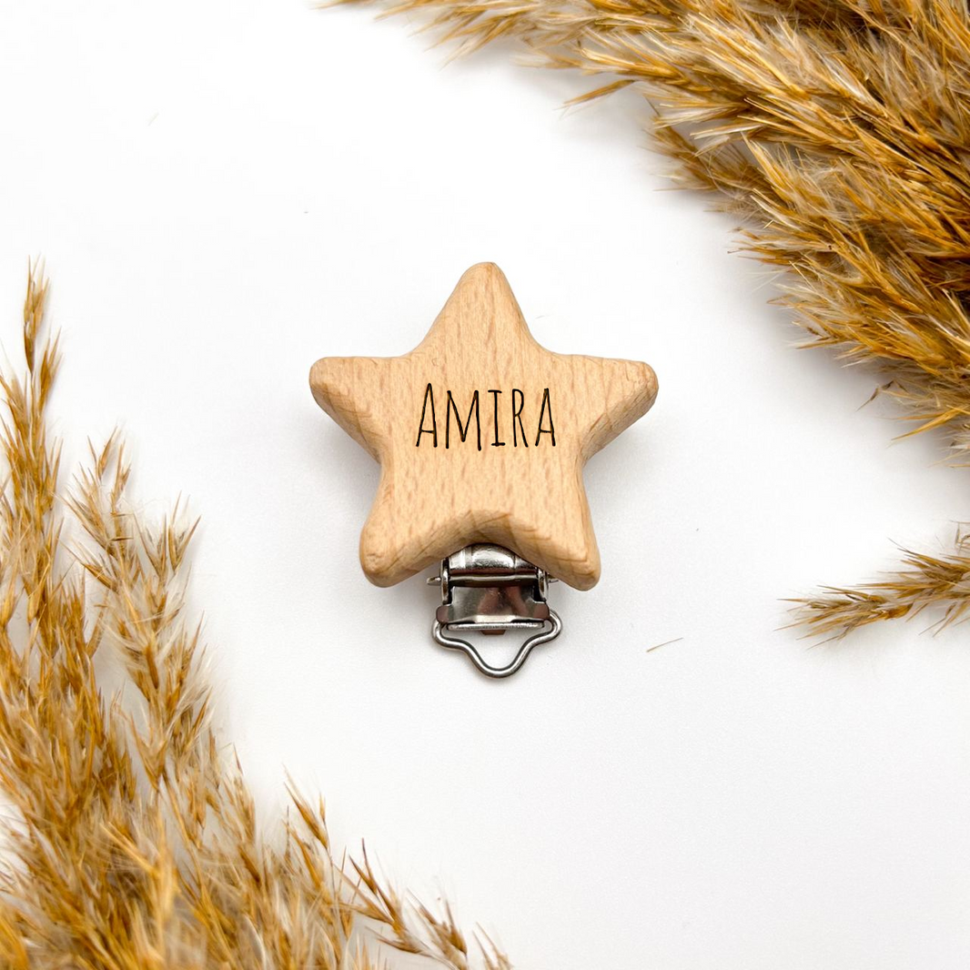 Personalisierter Holzclip "Stern"