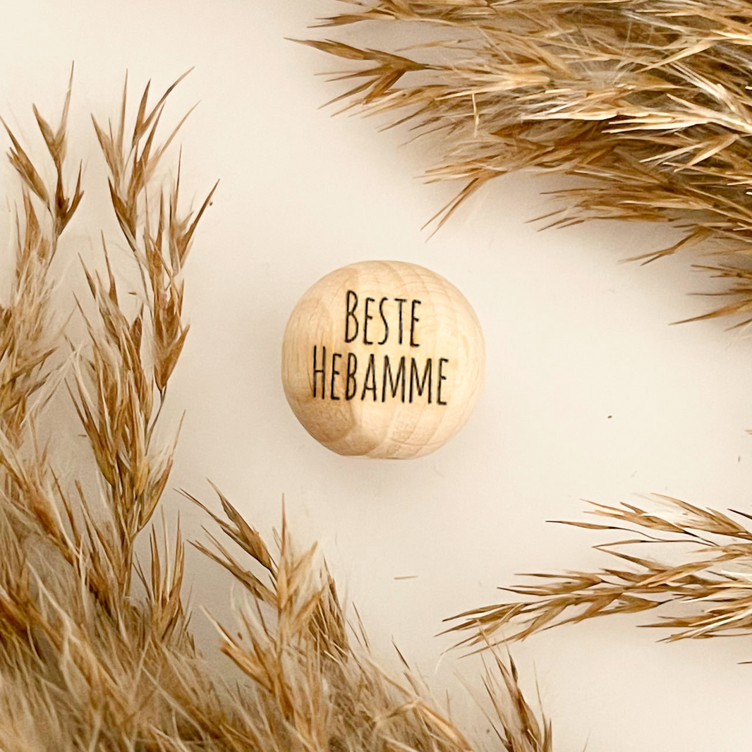 Motivholzperle "Beste Hebamme"