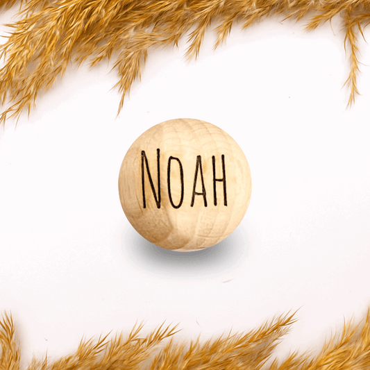 Personalisierte Holzperle - Buchenholz - Schriftart "AMATIC" - 12 bis 30mm