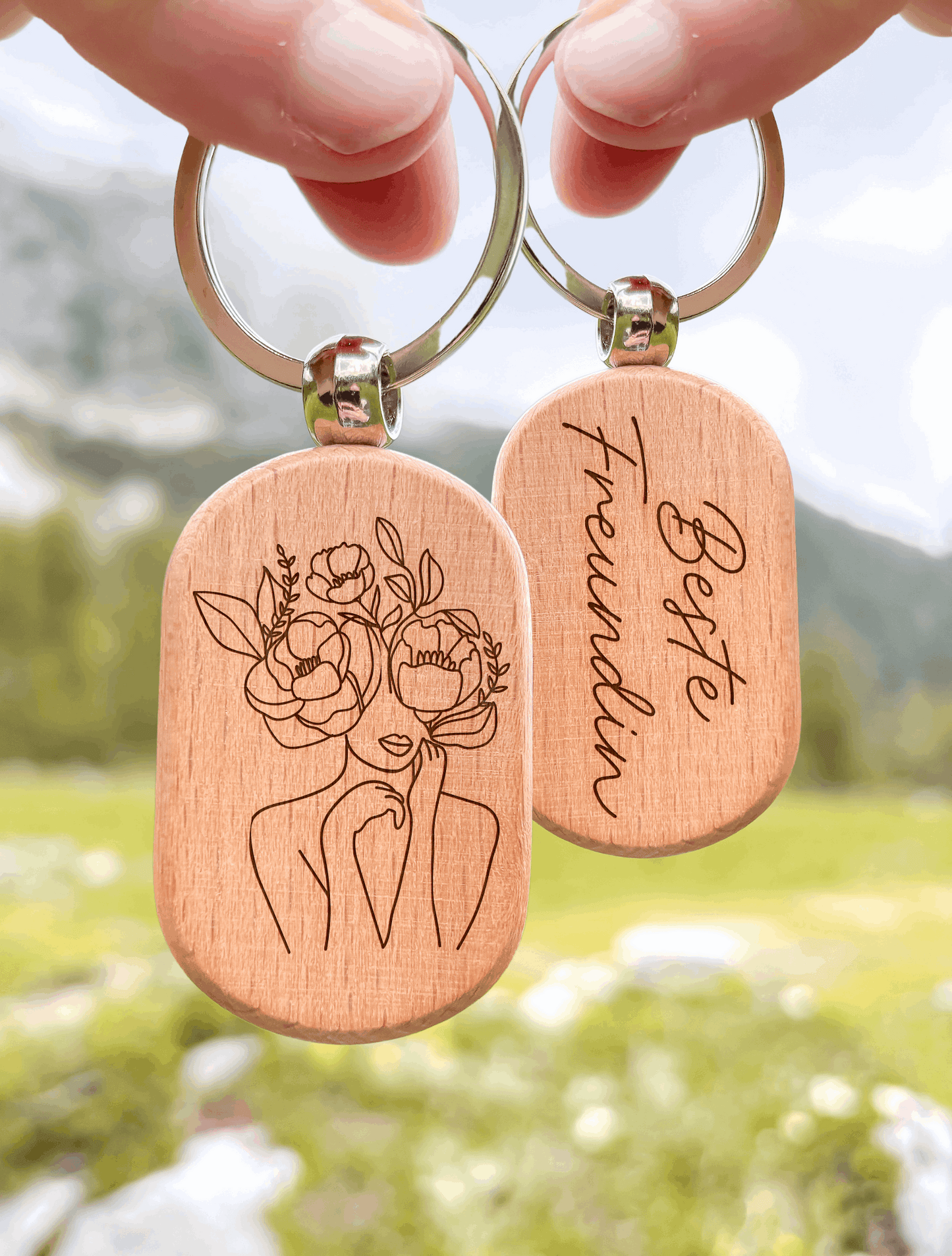 Personalisierter Schlüsselanhänger - Line-Art - Buchenholz - 4,5cm x 3,2cm (Kopie)