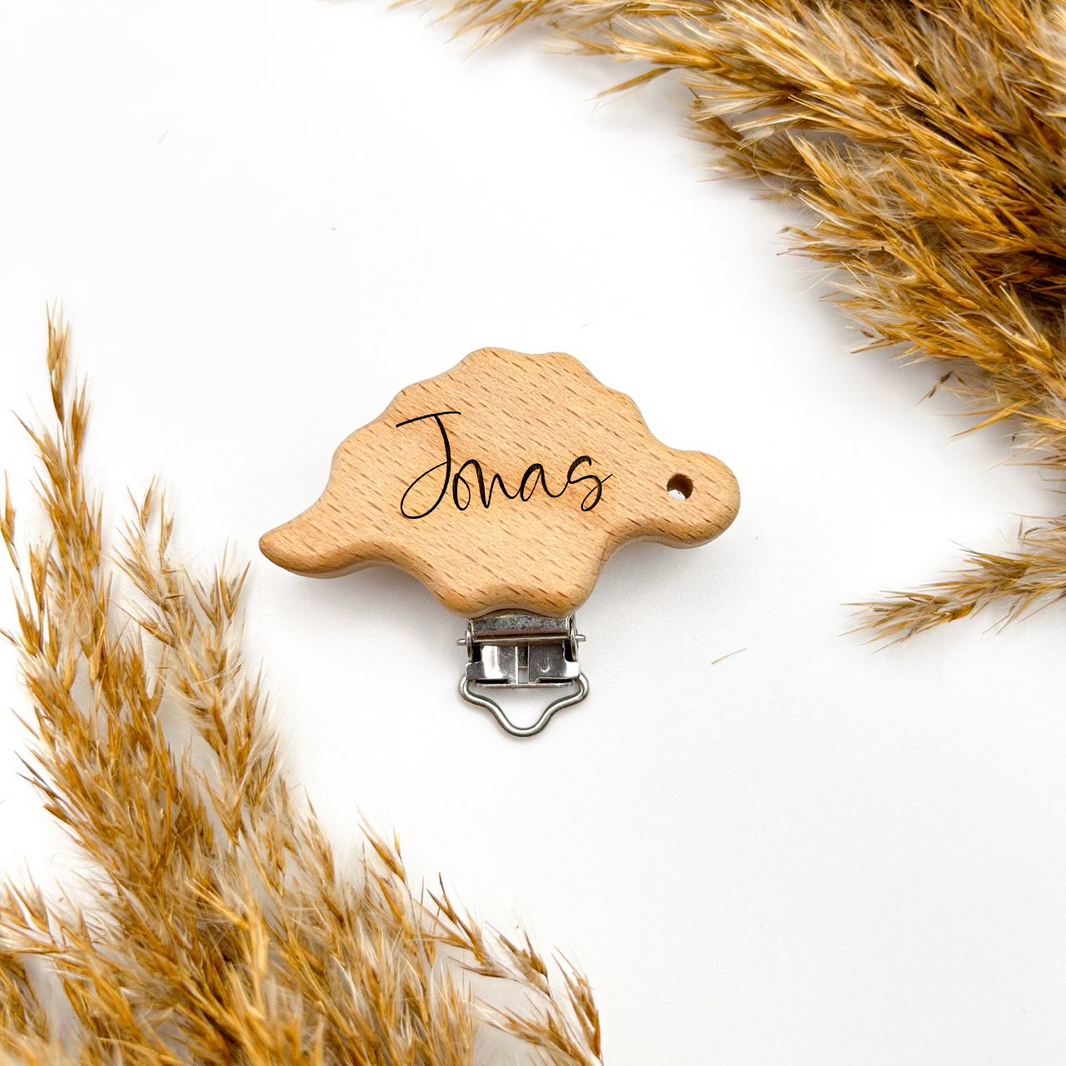 Personalisierter Holzclip "Dino"