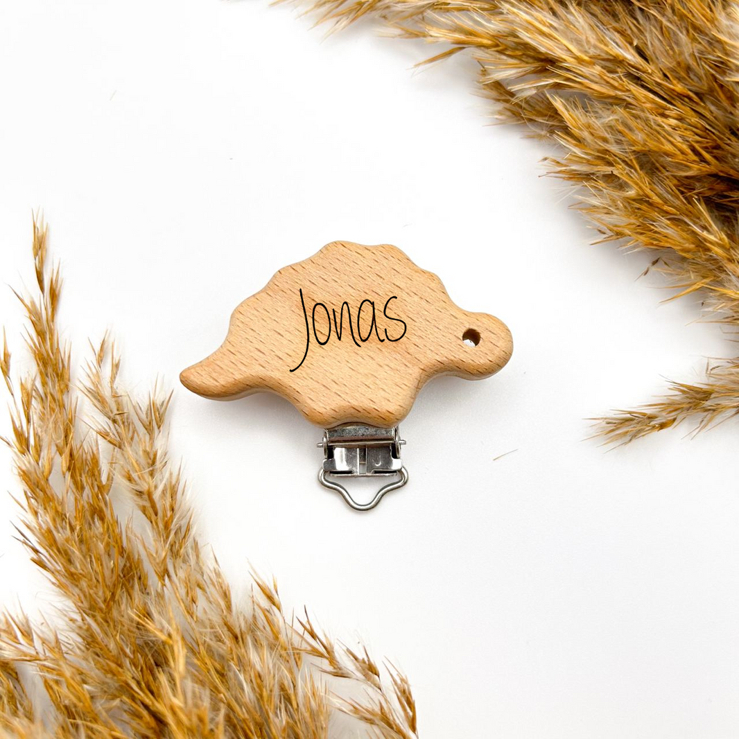 Personalisierter Holzclip "Dino"