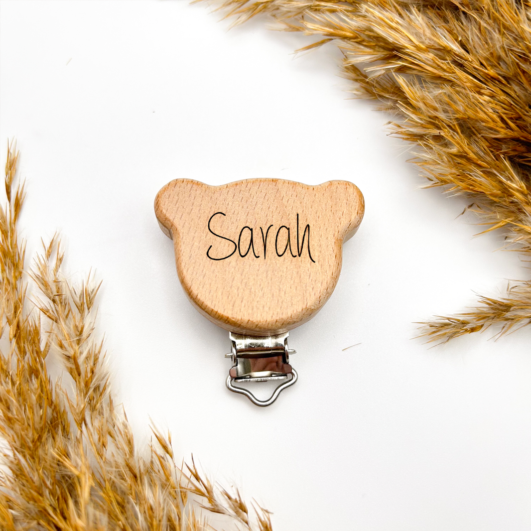 Personalisierter Holzclip "Bärchen"