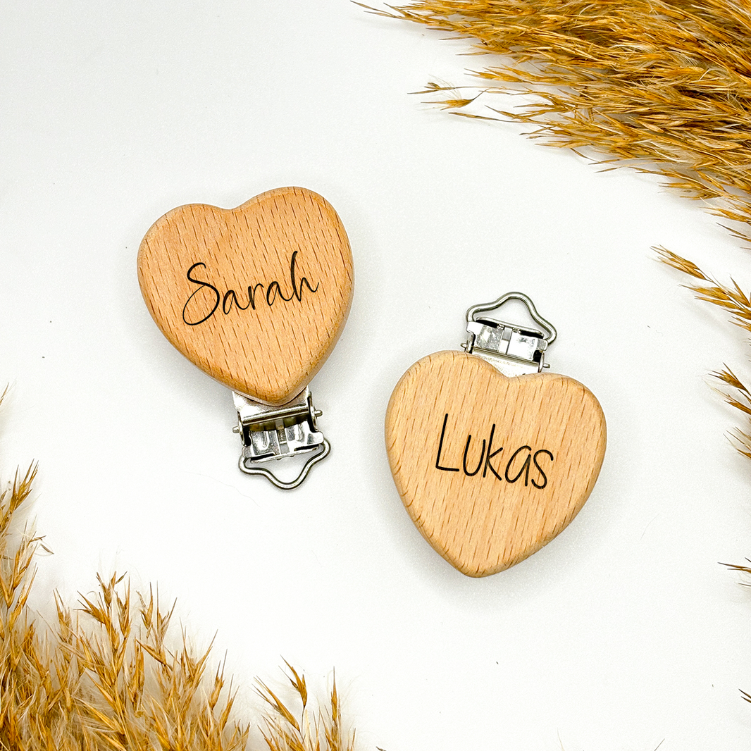 Personalisierter Holzclip "Herz"