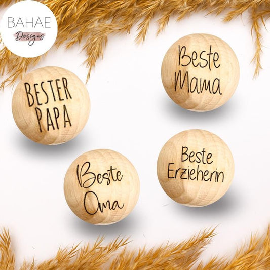 Personalisierte Holzperle - Beste .. - Buchenholz - 12-30mm