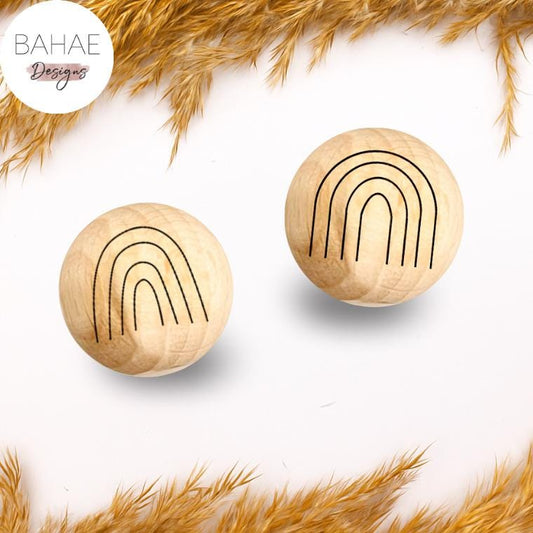 Holzperle mit Motiv - REGENBOGEN - Buchenholz – 12-30mm