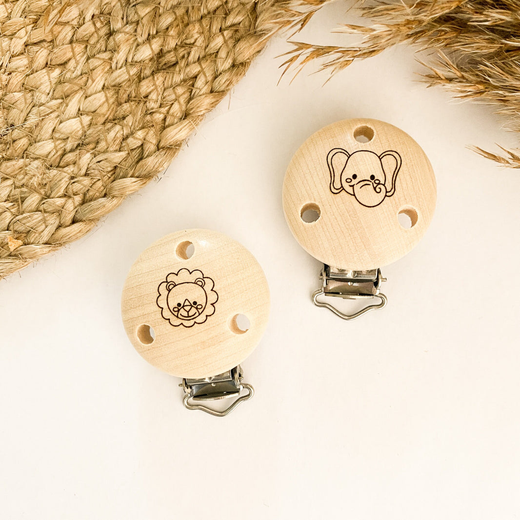 Runder Holzclip 35mm mit Motiv "Tiere"